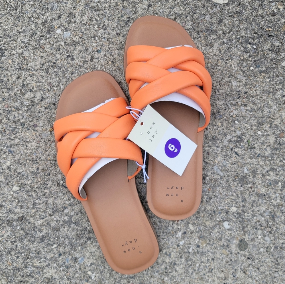 Women's Rory Padded Slide Sandals Orange - A New Day